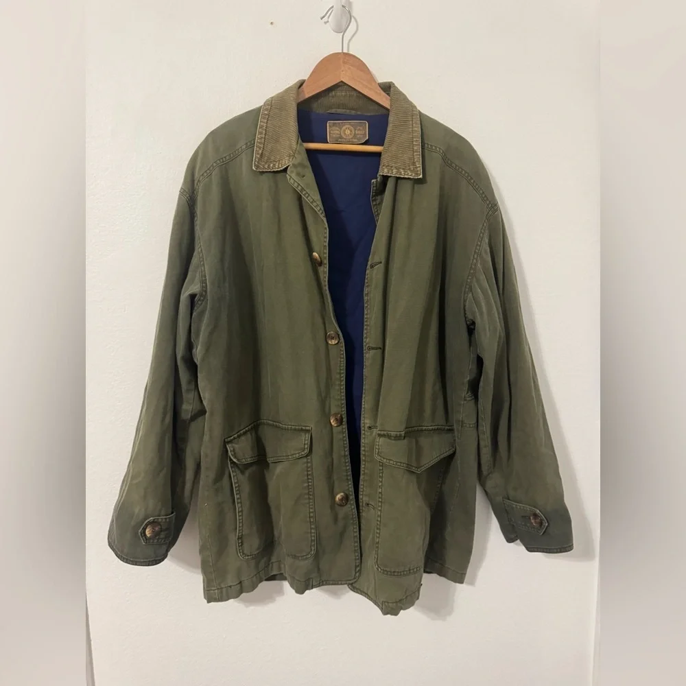 Vintage Gap Chore Field Jacket Olive Green Corduroy Cuffs Collar *NO SIZE TAG* - Picture 2 of 9